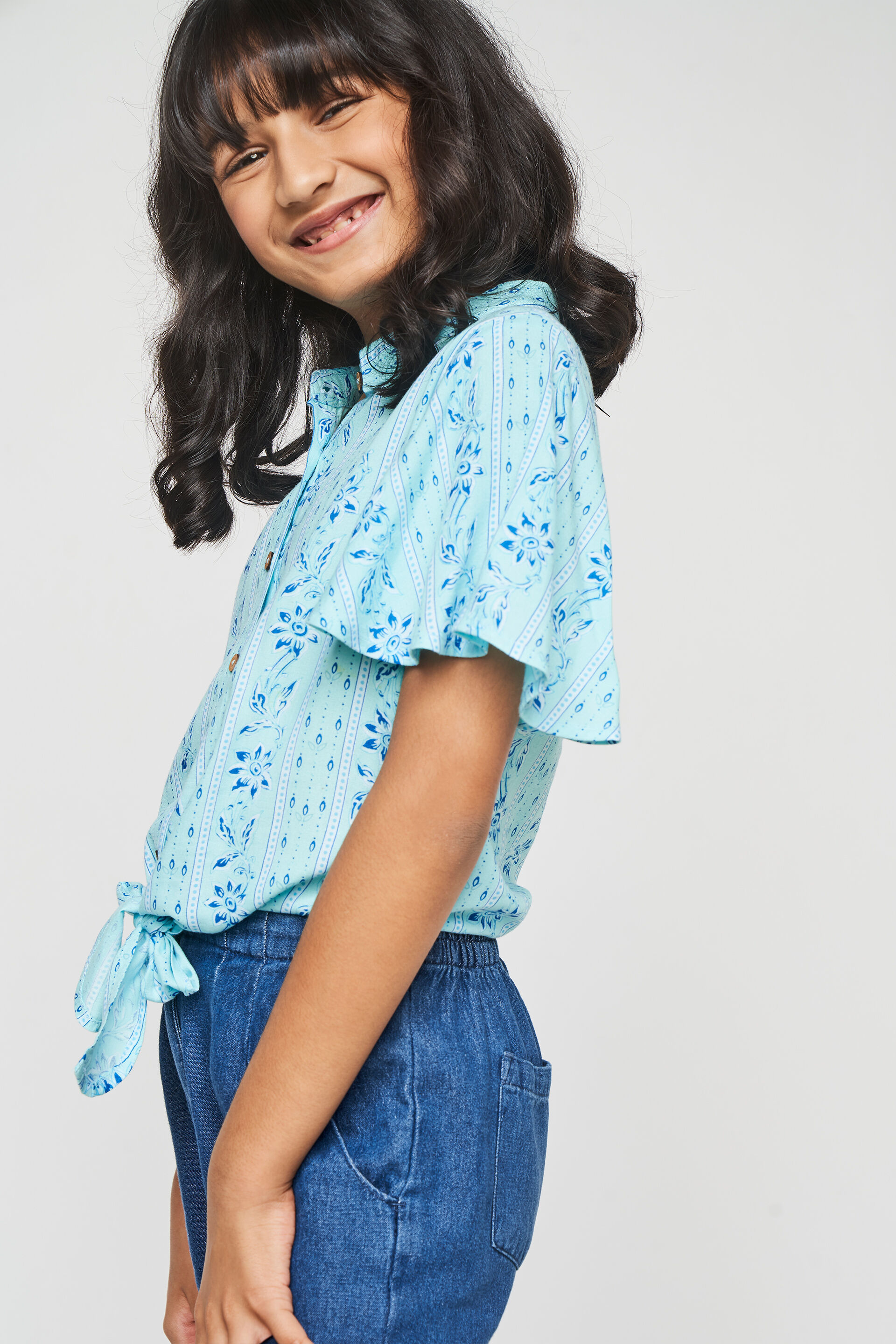 Light Blue Floral Straight Top, Light Blue, image 4